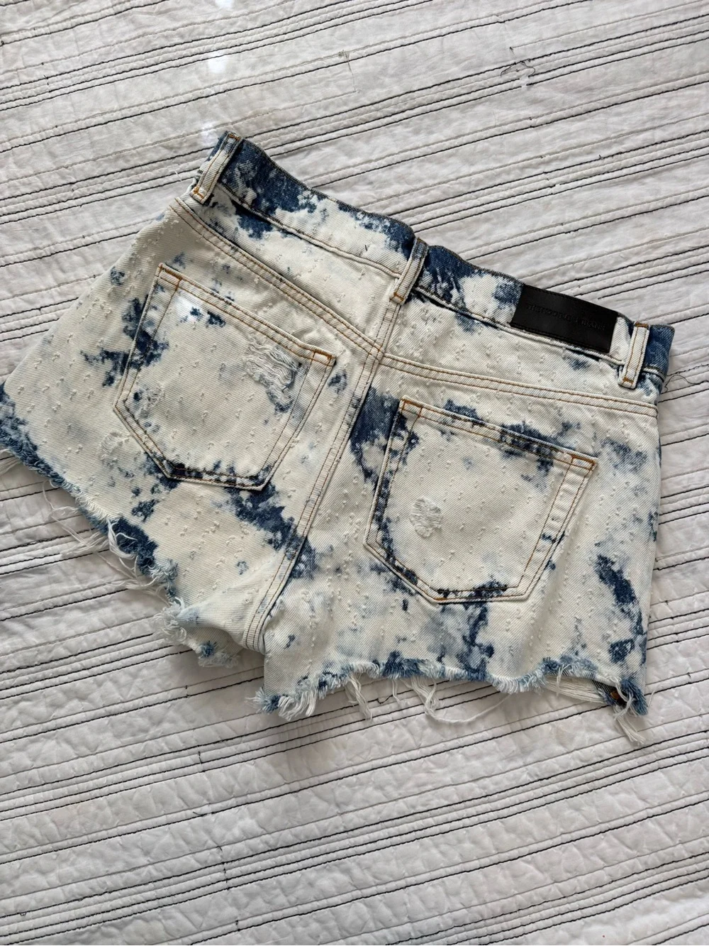 THE KOOPLES Jean Shorts Distressed Cutoffs White & Blue UK  size Medium